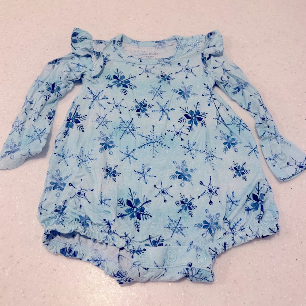 Posh Penut Snowflake Long Sleeve Bubble Romper